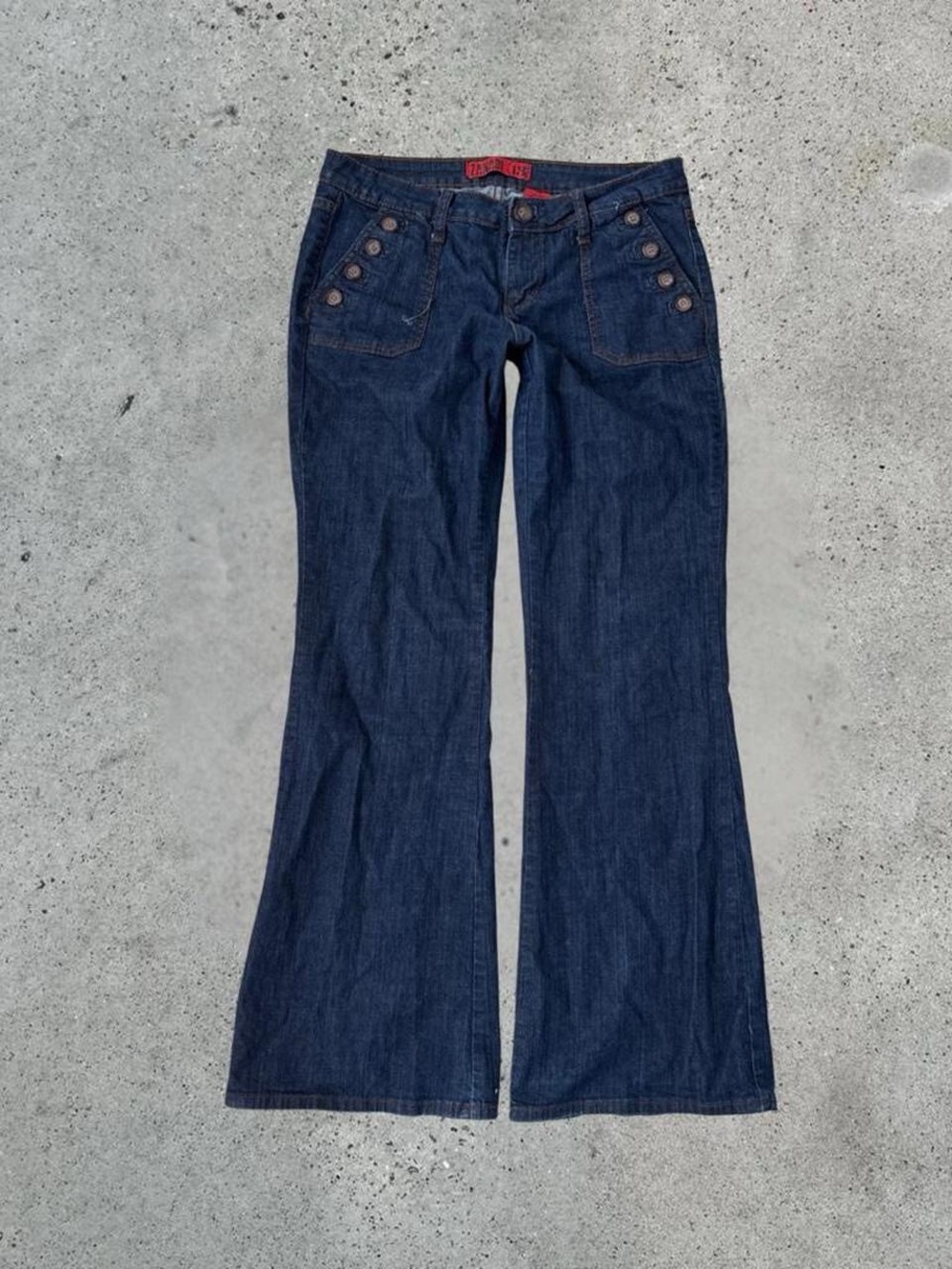 Y2k Zanadi Dark Blue Wide-Leg Flare Jeans